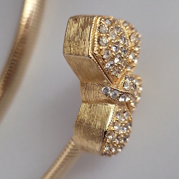 Vintage Dotty Smith Bow Belt Rhinestones Gold Tone Snake Chain 25" Relaxed - Picture 5 of 8